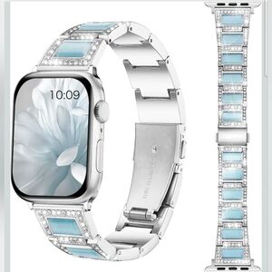 Dressy Silver Iwatch Bands for Women - Compatible with Apple Watch Series 10-1/S